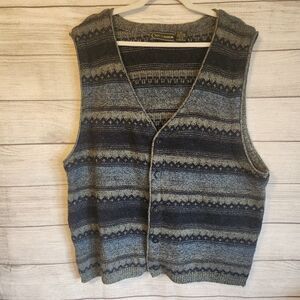 Croft & Barrow XL womens blue striped acrylic wool blend Y2K cardigan